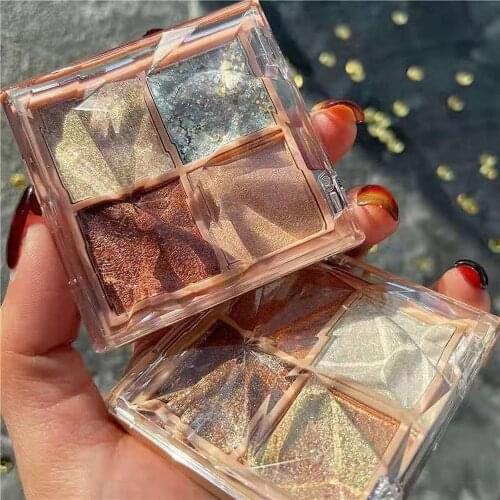 HOJO Bright Star Diamond 4 Color Eyeshadow Student Pearlescent Sequins Fine Glitter Non-flying Powder Earth Color Eye Makeup