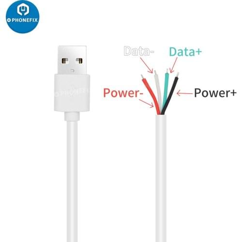 USB 2.0 A Type Male to 4 Wires Open Cable For DIY OEM White Color Use with Cable Connector battery socket terminal Buckle