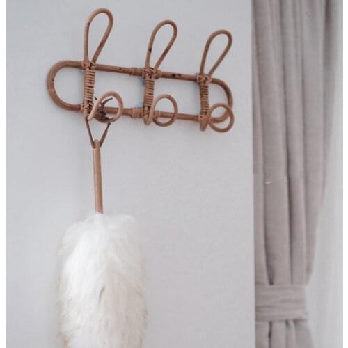 Vintage Rattan Clothes Hanger Kids Garments Organizer Rack Children Hanger Kids Room Decoration Rattan Wall Hanger