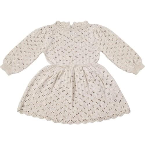 Baby Girls Knitting Dress Toddler Girl Spring Autumn Dress Cotton Wool Vintage Style Kids Full Sleeve Princess Clothes