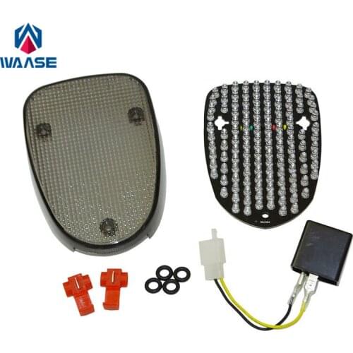Waase For Yamaha V-Star Vstar 650 XVS650 Silverado 2002 2003 2004-2010 E-Mark Tail Light Brake Turn Signals Integrated LED Light