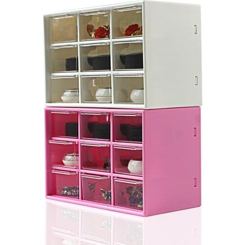 9 Grid Jewelry Storage Box Drawer Cosmetic Organizer Earrings Necklace Stationery Storage Multi-function Plastic Box Office