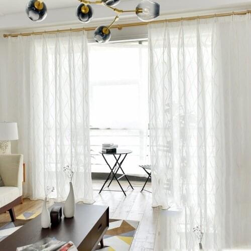 RZCortinas Voile Curtain Can Be Customized European Modern Strip Pattern Tulle Curtain Home Decoration Sheer Curtain Customized