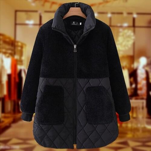 Fashion Oversize Black Female 2021 Winter Coat Women Faux Mink Fur Splice Thick Padded Jacket Plus Size Down Cotton Parka Wadded