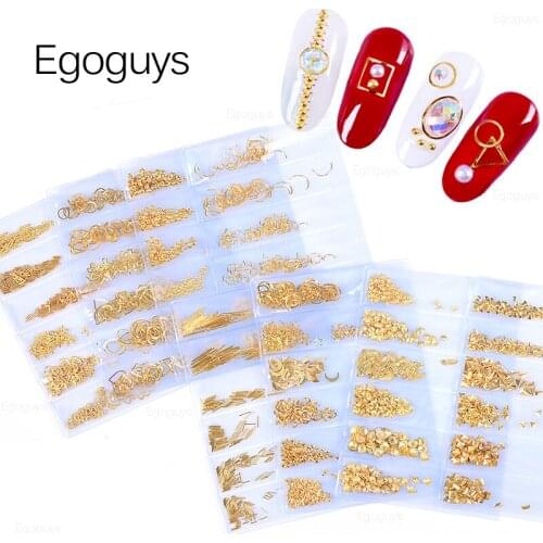 1Bag Mixed Size Metal Rivet Nail Art Decorations Sticker Nail Rhinestones Crystal Hollow Studs Frame 3D DIY Manicure Accessories