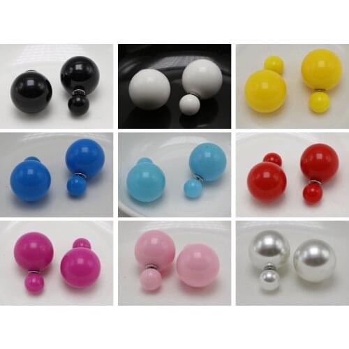 10 Pairs Candy Color Pearl Double Side Front and Back Post Ear Stud Earrings