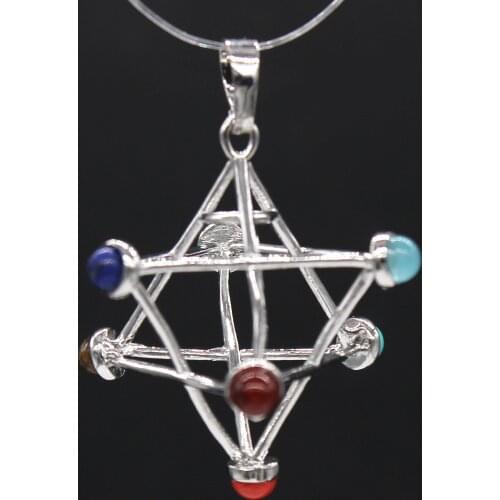100-Unique Personalized 1 Pcs Silver Platede MerKaBa with Colorful Stones Pendant Divination Jewelry