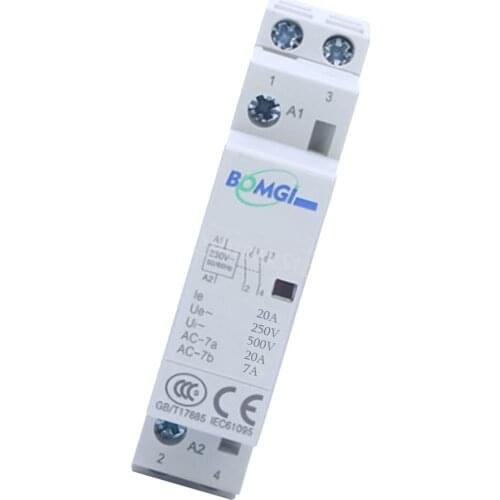 20 Amp, 2 Pole 2 Normally Open (NO) Contactor 20A AC, Coil 230V AC DIN Rail Mounted