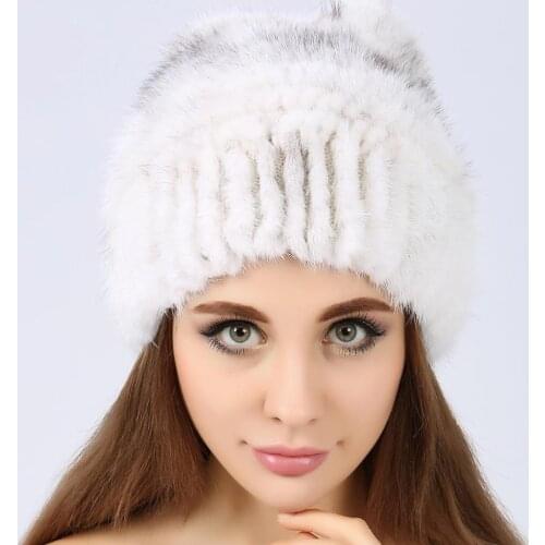 2019 Winter Outdoor Warm Protect Fashionable High-quality Cap Genuine Mink Fur Hat Mink Fur Knitted Hat Mink Fur Winter Hat