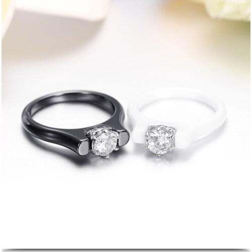 2021 Fashion jewelry Vintage elegant ceramic ring wholesale inlaid zircon jewelry Crystal from Swarovskis 2 Colors Fit Women