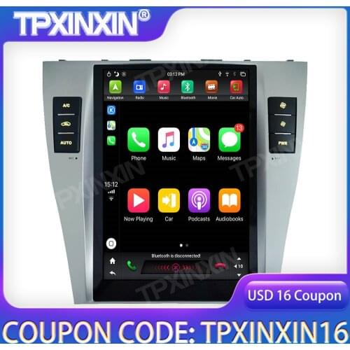 4+128G Tesla Style For Toyota Camry 2007-2011 Android Car GPS Navigation Stereo Headunit Multimedia Player Auto Radio IPS Stereo