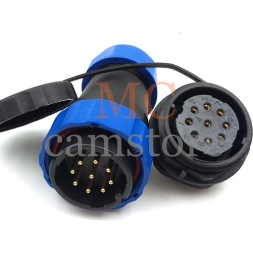 9pin waterproof connector, SD28 power cable connector plug socket, IP68 circular solder wire male and female aviation connector