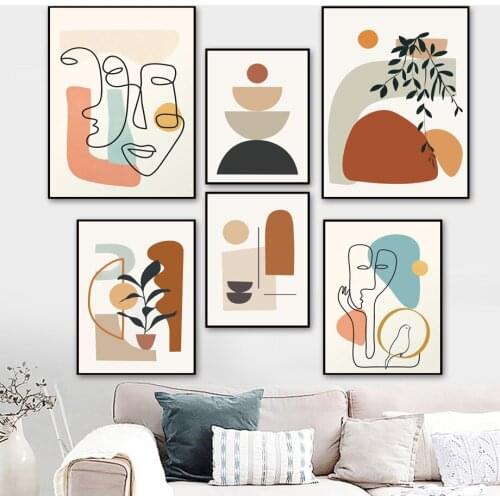 Abstract Face Line Geometry Minimalism Nordic Poster Modern Wall Art Print Canvas Painting Wall Pictures For Living Room Decor