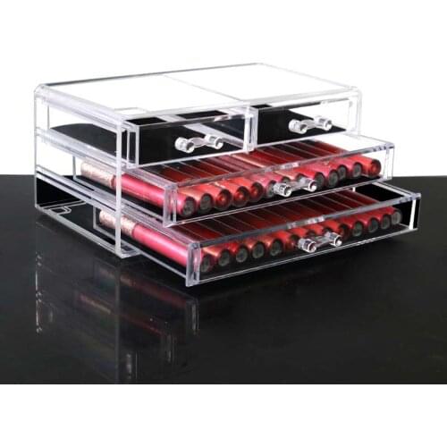 Acrylic Makeup Organizer Drawers Jewelry Storage Box Transparent Desk Organizer 4 Drawers Dustproof Make Up Organizer
