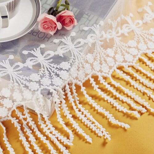 Free Shipping 3Yards/5Yards Tassel Lace Fabric 33cm White Cotton Embroidered Lace Fabric DIY Handmade Materials Mesh Lace Trim