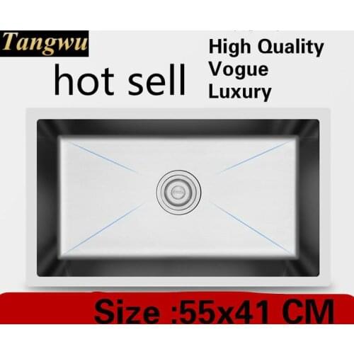 Free shipping Home small kitchen manual sink single trough high quality wash vegetables 304 stainless steel hot sell 55x41 CM
