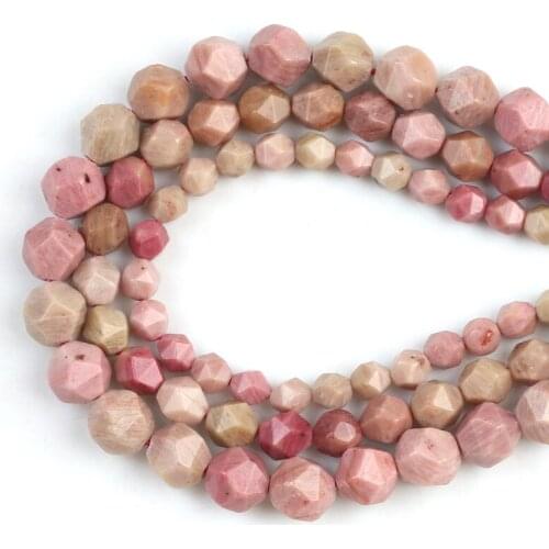 15'' 6/8/10mm Natural Stone Red Wood Grain Split Surface Faceted Loose Stone Beads Spacer BeadsFor Jewelry Making DIY Bracelet