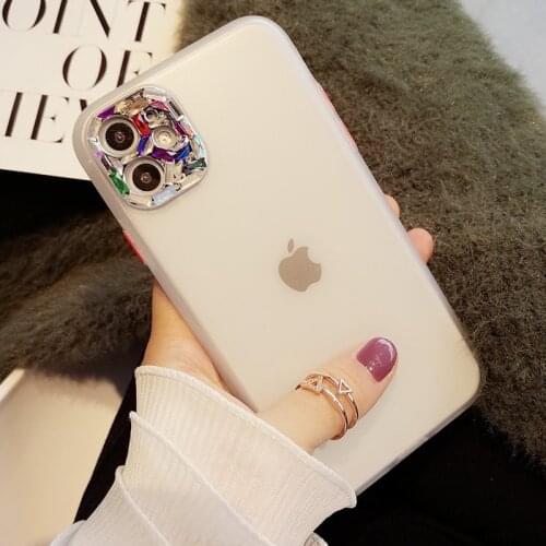 For iPhone SE2 Case Glitter Bling Diamond Camera Lens Protection Matte Cover For iPhone 11 Pro Max X XR XS 8 7 Plus Case Luxury