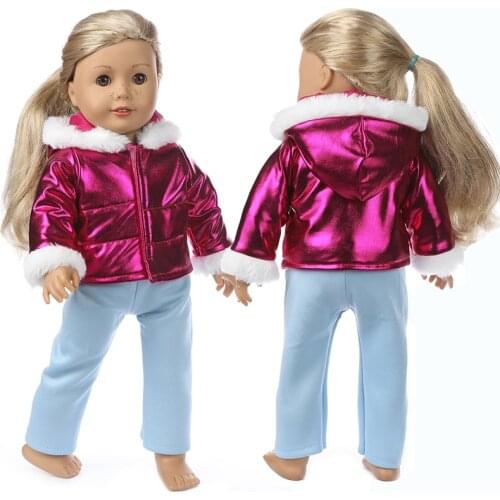Baby New Born Doll Clothes Jacket Purple Color Hooded Coat 18 Inch American Doll Clothes Winter Coat