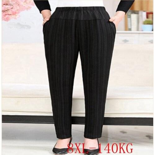 Womens plus size high-waisted high-elastic trousers 4XL 5XL 6XL 7XL 8XL fashion elastic casual high-waisted trousers