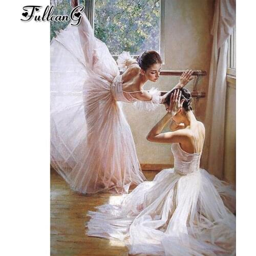 FULLCANG Ballerina 5d diy diamond painting cross stitch full square round drill rhinestone embroidery kits decoration FG0069