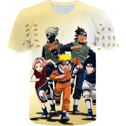 Anime Print Uzumaki Uchiha Gaara Kakashi 3D Boys Girl T-shirt Summer O-neck Casual Short Sleeve Tops Children Clothing Kid Tees