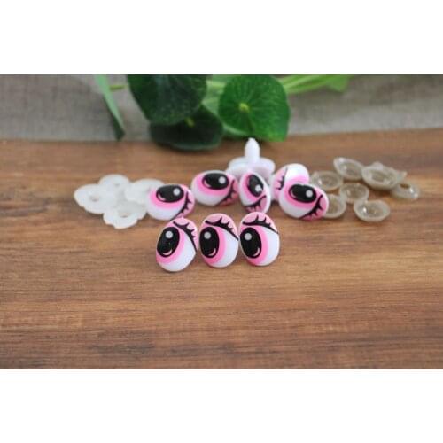 200pcs--15x20mm new design clean print pink color cartoon toy safety eyes+ back washer for plush doll findings