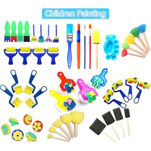 1 Set Sponge Paint Brush For Kids DIY Graffiti Sponge Brushes Funny Toys Art Supplies Seal Painting Educational Toy Drawing Toys