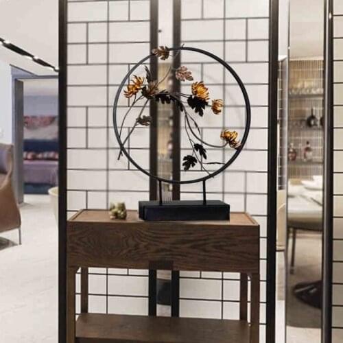 Chinese four gentlemen recruit wealth iron sculpture Hotel modern decoration plum orchid bamboo chrysanthemum floor decoration