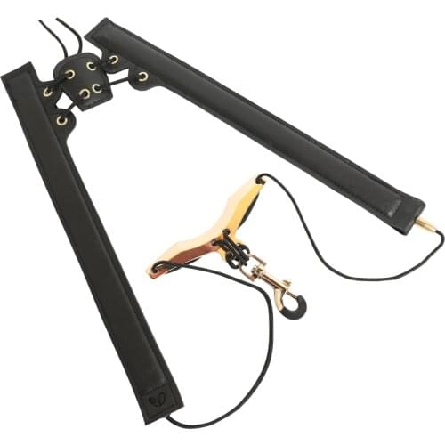 BATESMUSIC Leather Saxophone Strap Harness Metal Swivel Snap Hook Soft Adjustable for Saxophonist Students, Black