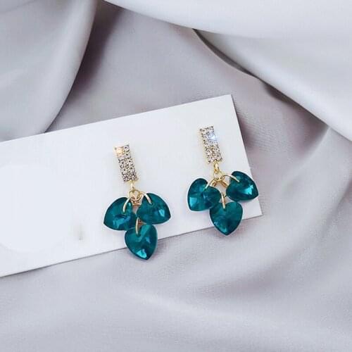 Sweet Lovely Crystal Earrings Female Temperament Korean Simple Pendant Cool Trendy Ear Stud Ear Pendant
