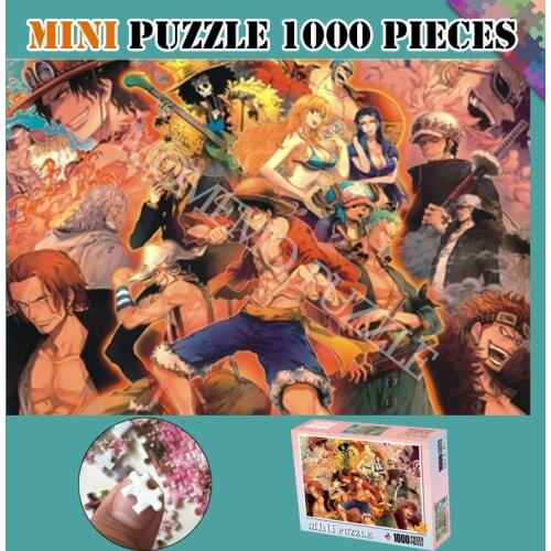 Mini Jigsaw Puzzle Cute ONE PIECE 1000 Pieces Wooden Puzzles Cartoon Anime DIY Assembling Puzzles Toys for Adults Children