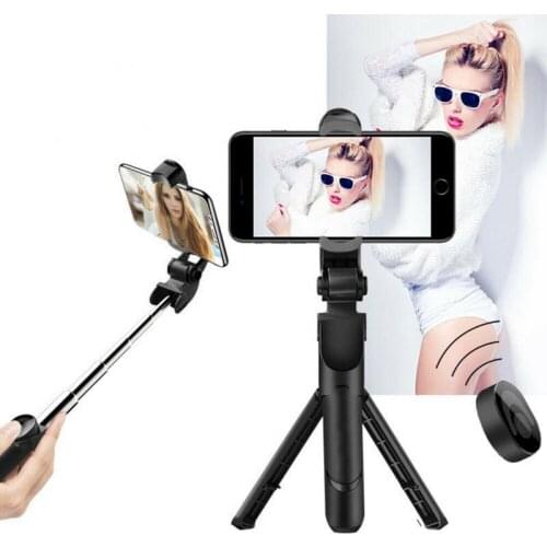 Protable Wireless Bluetooth Selfie Stick Tripod With Remote Control For IPhone Huawei Samsung Tripod Selfie Stick Shutter Black