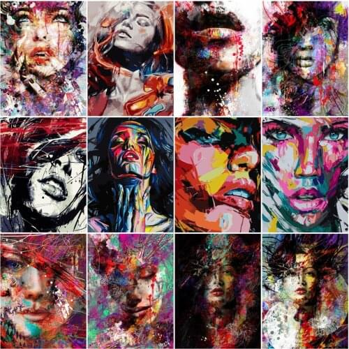 AZQSD Oil Painting By Numbers Girl Acrylic Frame Wall Art DIY Picture By Number Canvas Abstract Figure Kits Handpainted Gifts