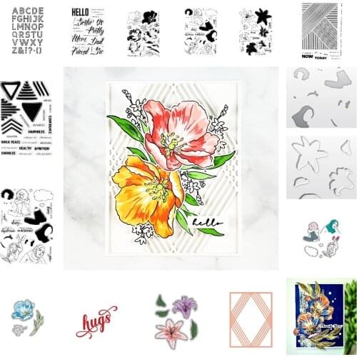 Text Flower Stripes Christmas Metal Cutting Dies and stamps DIY Scrapbooking Card Stencil Paper Cards Handmade Album Stamp Die