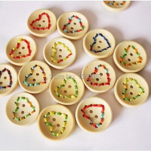 New 2 hole wooden handmade clothing buttons to wear colored rope 50Pcs C-5