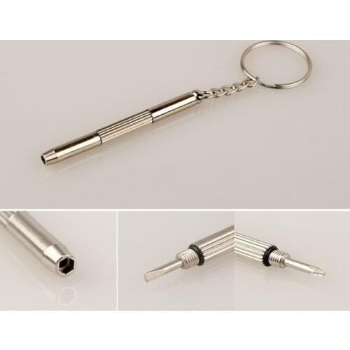 Screwdriver 3 In 1 Stainless Steel Eyeglass Screwdriver Set Sunglass Glasses Watch Repair Tool Screwdrivers Kit With Keychain