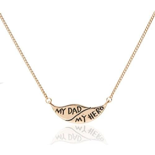 Meirenpeizi Retro Trend Fashion Gold Color Temperament Pendant Necklace Fathers Love Zinc Alloy Lettering Custom Necklace