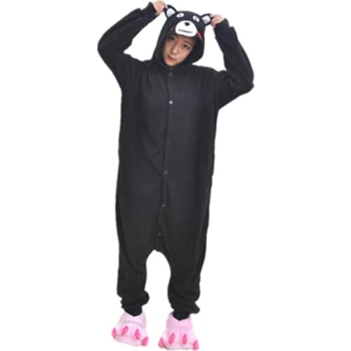 Cartoon Anime Japanese Black Bear Onesie Halloween Cosplay Cute Bear Panda onesies Adult Women Mens Pajamas sleepwear jumpsuit