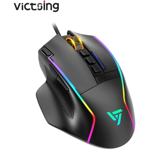 VictSing Wired RGB Gaming Mouse with 10 Programmable Buttons & Fire Button & Customizable Chroma RGB Backlit Adjustable 16000DPI