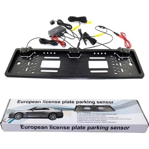 New European License Plate Frame Backup Camera Car Accessories 4 LED Rear View Camera with Reversing Radar System Parking Sensor