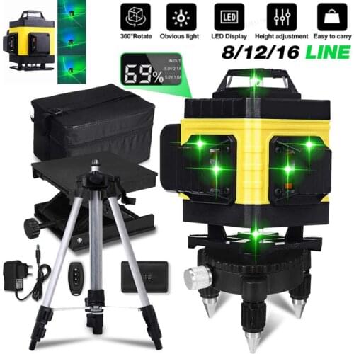 16/12/8 Lines Laser levels APP Control 360 Horizontal&Vertical Cross Self-Leveling 4D/3D Green Beam Measure Tool With 2 Battery
