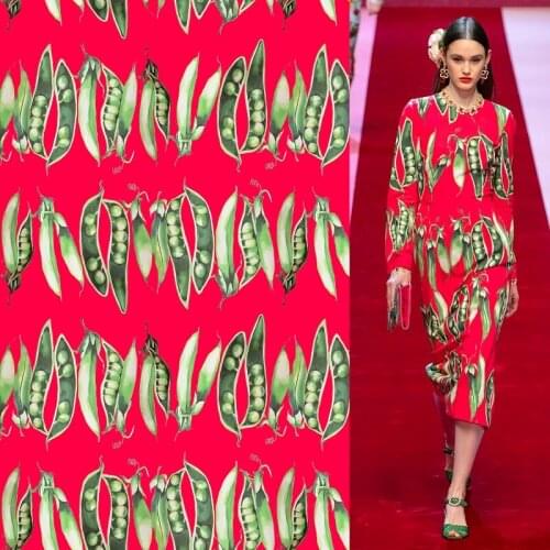 Plant and fruit chiffon four-way stretch polyester fashion D brand fabric for sewing dress shirt square scarf custom fabric yard