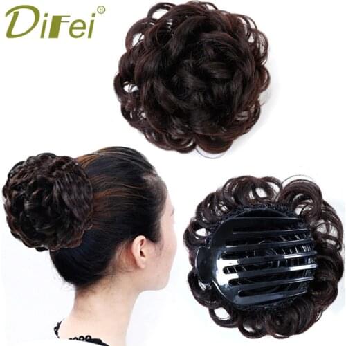 DIFEI 4 Colors Synthetic Chignon Women High Temperature Fiber Chignon Hair Bun Donut Clip In Hairpiece Extensions