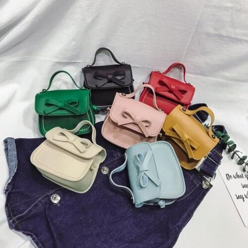 New Fashion Childrens Coin Purse PU Leather Cute Mini Sweet Bow Handbag Lovely Crossbody Shoulder Bag Wallet for Girls