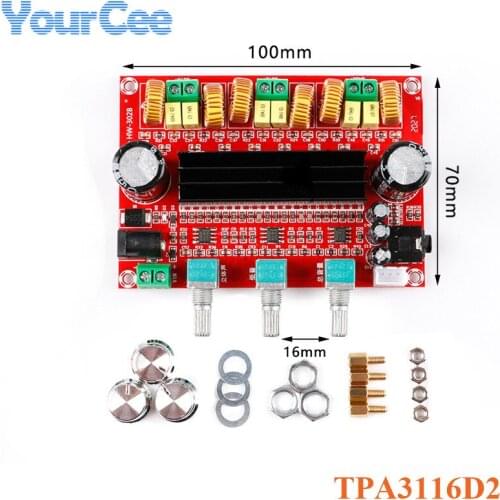 TPA3116D2 Power Amplifier Board Module 2.1 Channel Digital Audio 2*80W+100W TPA3116 Subwoofer Amplificador Module Amp DC12-26V