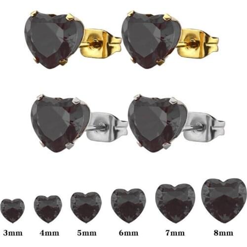 Uelf 2019 Hot Brand Designer Mini Black Crystal Heart Stud Earrings Women Jewelry Gold Love Earrings Jewelry Valentines Day Gift