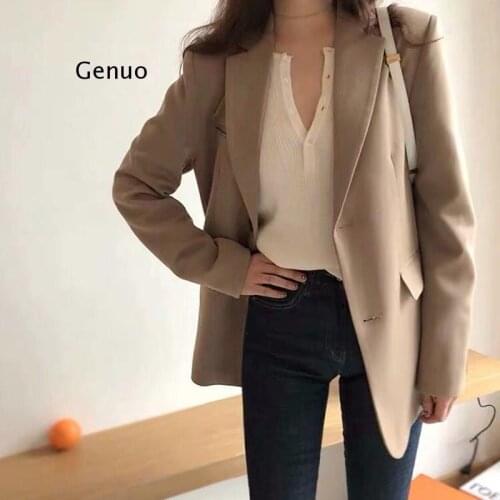 Spring New Fashion Blazer Jacket Women Casual Pockets Long Sleeve Work Suit Coat Office Lady Solid Slim Blazers