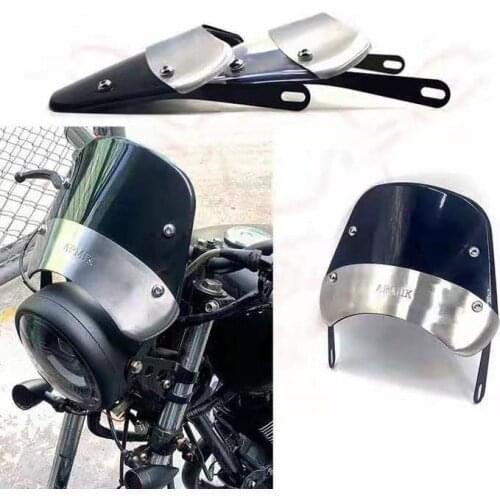 Motorcycle Windshield Wind Deflector Windscreen Universal for Harley Honda Yamaha Kawasaki Suzuki 7.5"-9.45" Headlight