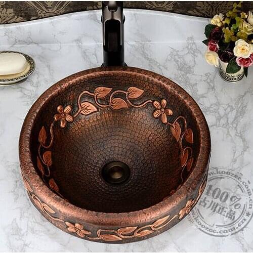 Vintage handmade basin fashion Copper classical full bronze basin wash basin counter basin